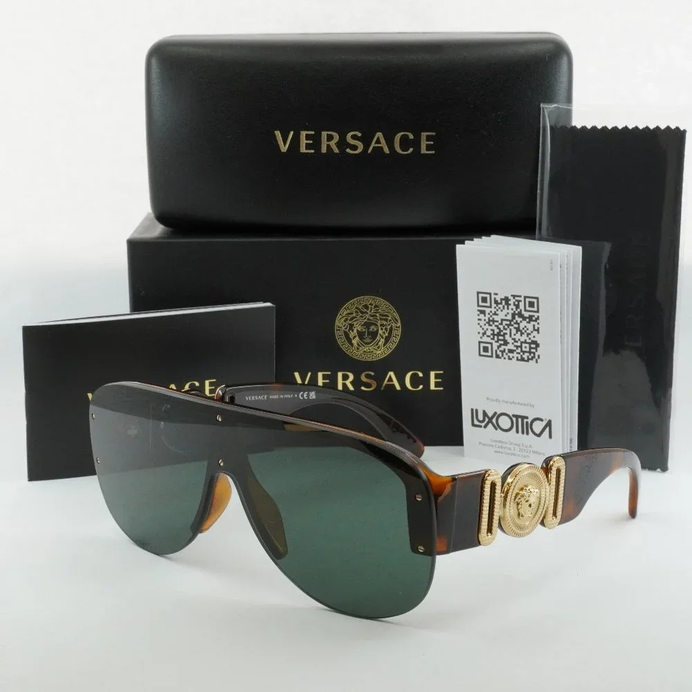 💯 NEW VERSACE VE4391 531771 HAVANA DARK GREEN MASK SUNGLASSES - Picture 11 of 12